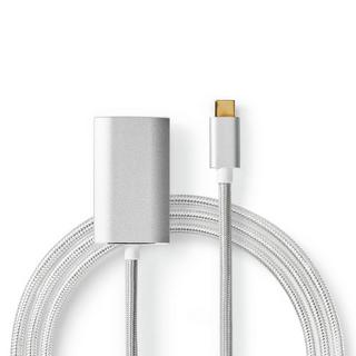Nedis  Adaptateur USB-C™ | USB 3.2 Gen 1 | USB-C™ mâle | HDMI™ femelle | 4K@60Hz | Alimentation électrique | 2,00 m | Rond | Plaqué or | Tressé / Nylon | Argent | Boîte avec fenêtre couverte 