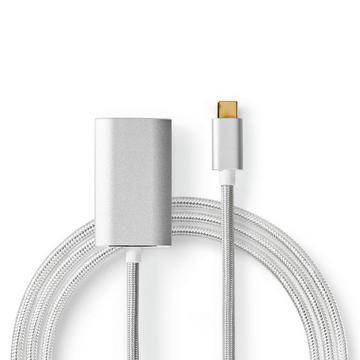 Adaptateur USB-C™ | USB 3.2 Gen 1 | USB-C™ mâle | HDMI™ femelle | 4K@60Hz | Alimentation électrique | 2,00 m | Rond | Plaqué or | Tressé / Nylon | Argent | Boîte avec fenêtre couverte