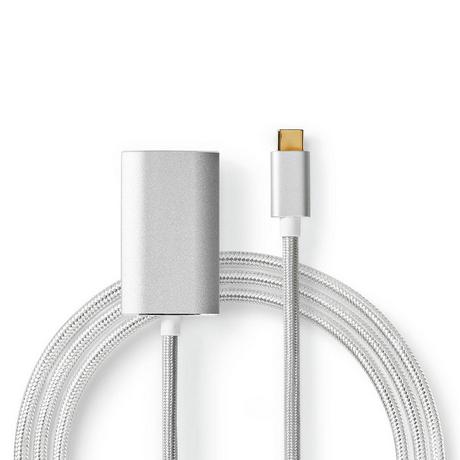 Nedis  Adaptateur USB-C™ | USB 3.2 Gen 1 | USB-C™ mâle | HDMI™ femelle | 4K@60Hz | Alimentation électrique | 2,00 m | Rond | Plaqué or | Tressé / Nylon | Argent | Boîte avec fenêtre couverte 
