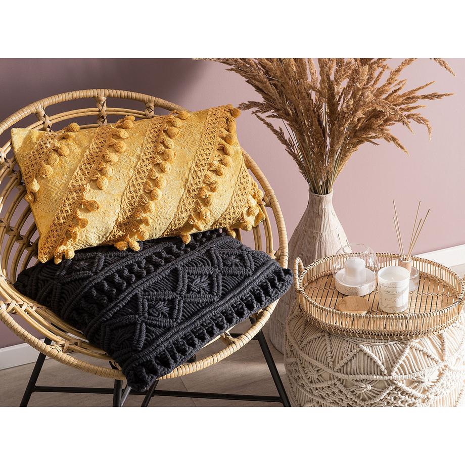 Beliani Coussin en Soie artificielle Boho AYROOR  