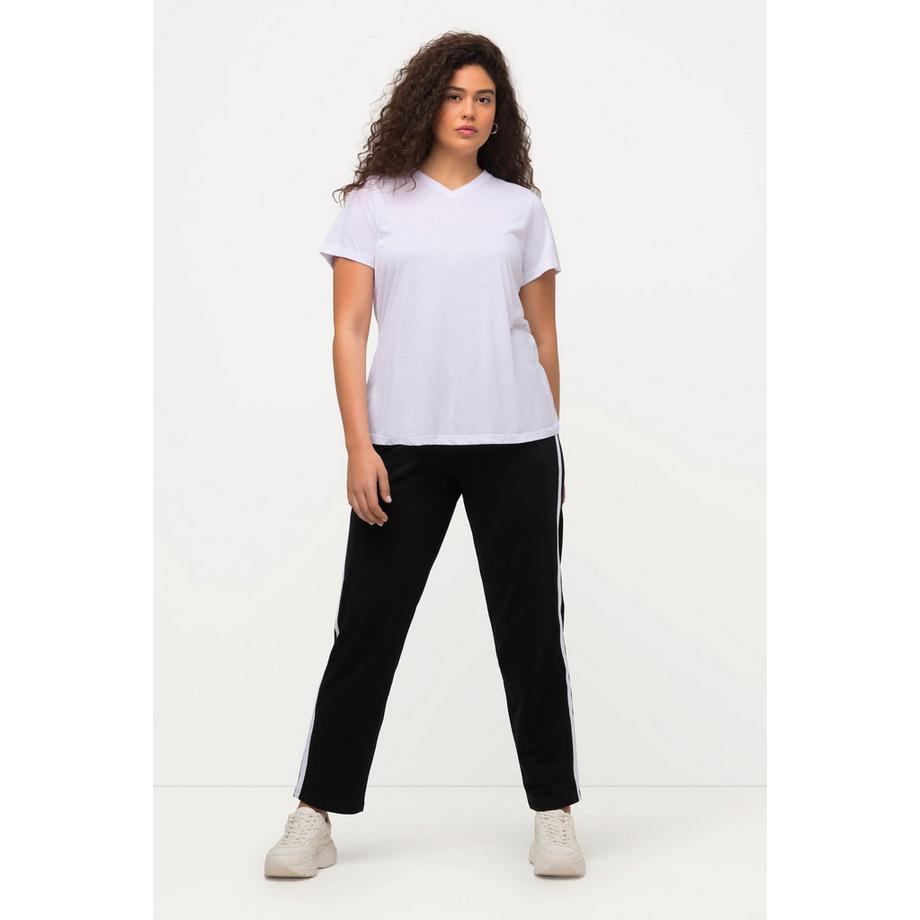 Ulla Popken Pantalon de jogging Taille élastique Bandes latérales  