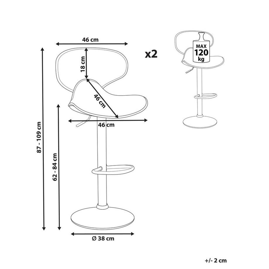 Beliani Lot de 2 chaises de bar en Cuir PU Moderne CONWAY  