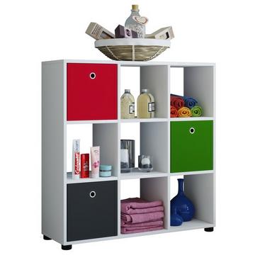 Holzregal stehend | platzsparendes Regal | Maße: H. 93 x B. 90 x T. 30 cm | Elegantes Regal stehend | Aufbewahrungsregal | Bücherregal - Benas-3x3