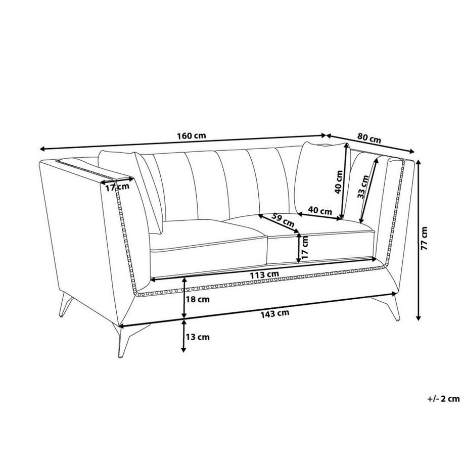 Beliani Canapé 2 places en Velours Glamour GAULA  