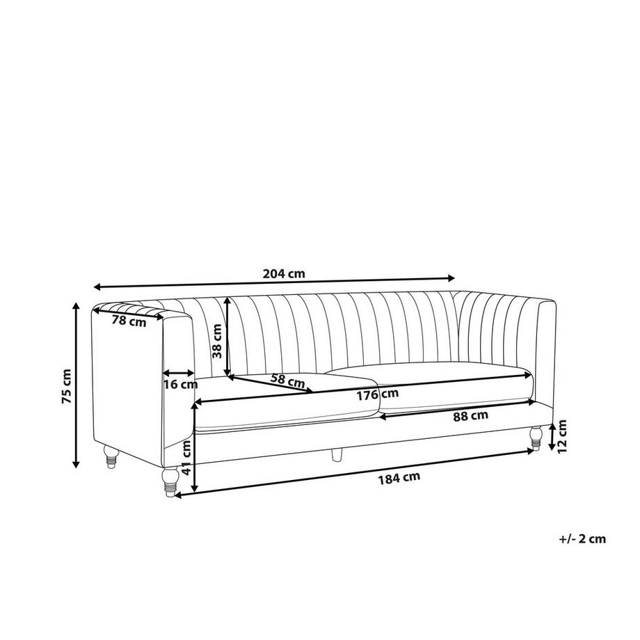 Beliani Canapé 3 places en Velours Glamour ARVIKA  