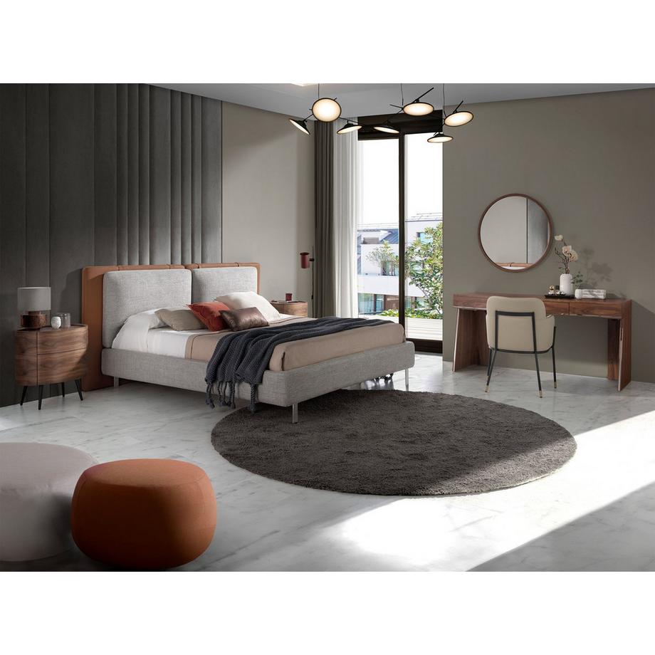 ANGEL CERDA Braunes Ökolederbett mitem Stoff  