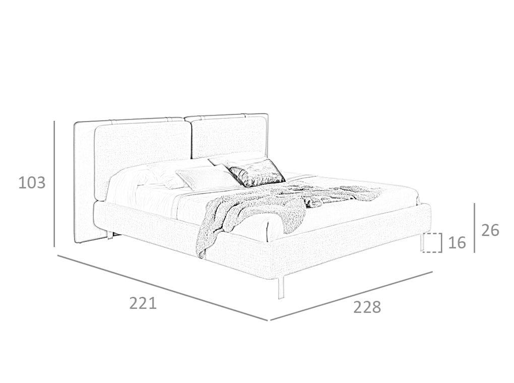 ANGEL CERDA Braunes Ökolederbett mitem Stoff  