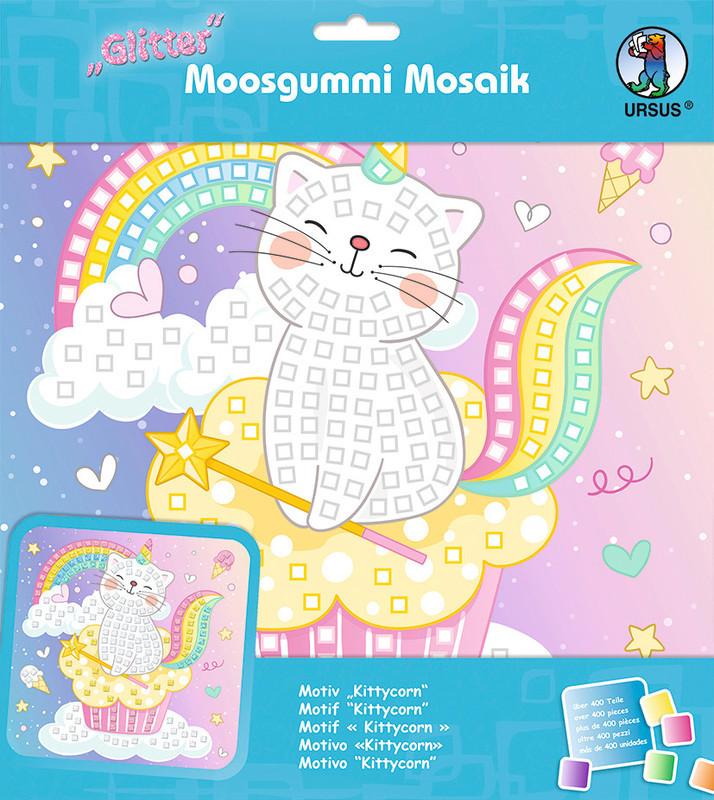 Ursus  URSUS Moosgummi Mosaik 8420018 Glitter Kittycorn 25x25cm 