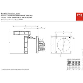 PCE  Power Twist  Presa da pannello CEE 125 A 5 poli 400 V 