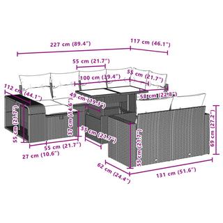 VidaXL Ensemble de canapés de jardin rotin synthétique  