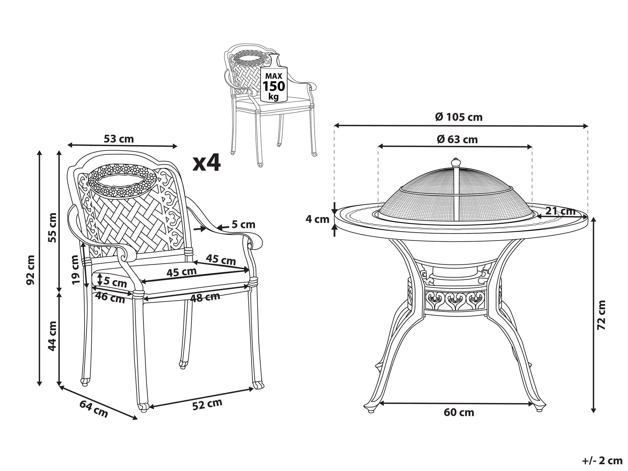 Beliani Ensemble de jardin en Aluminium Rétro MANFRIA  