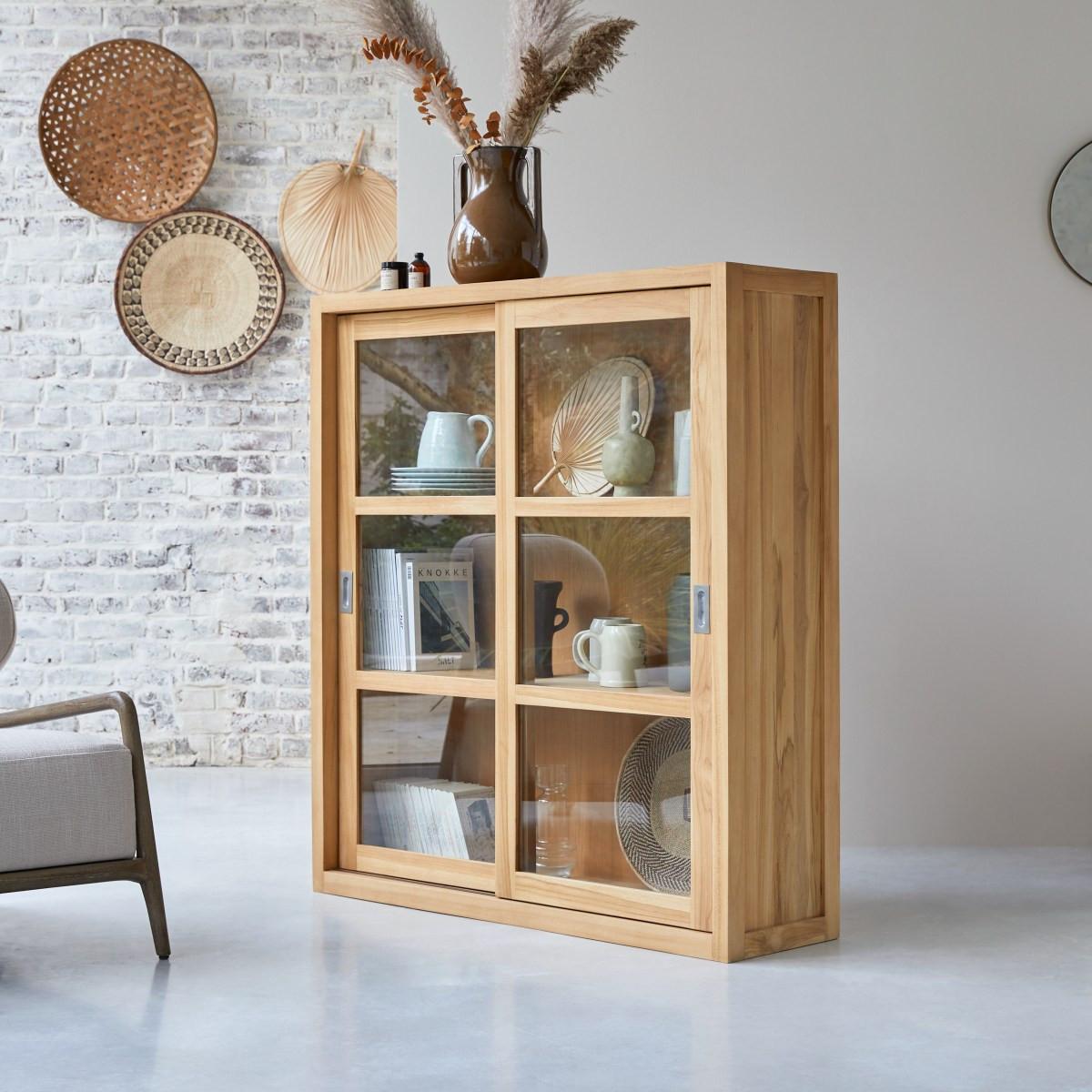 Tikamoon Vitrine aus Teak massiv 120 cm Coffee Tek  