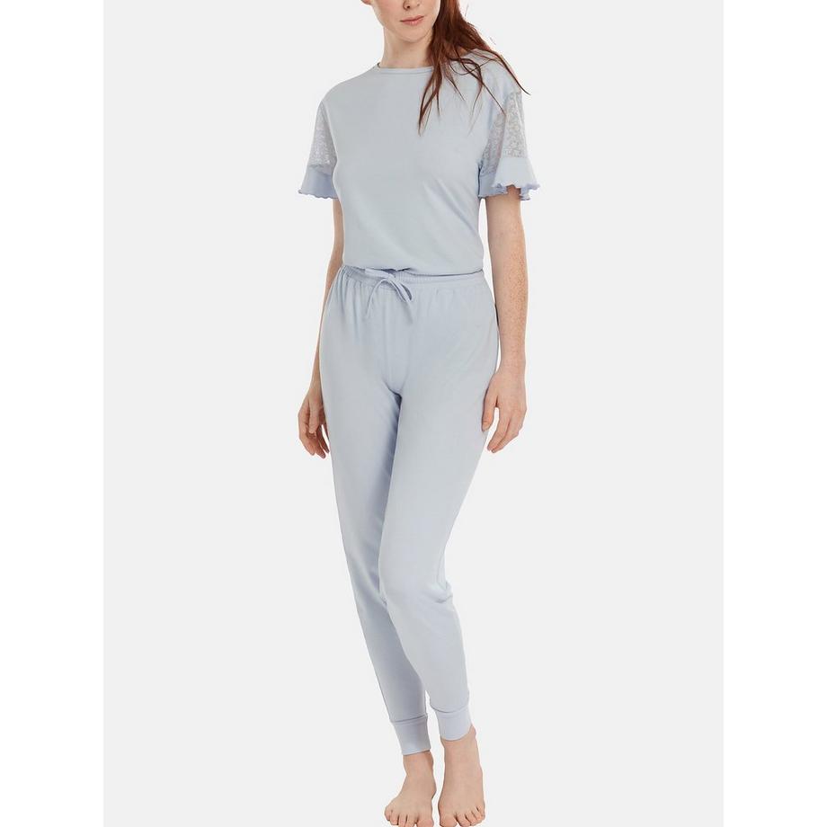 Pyjama Hausanzug Hose Top Kurzarm Smooth