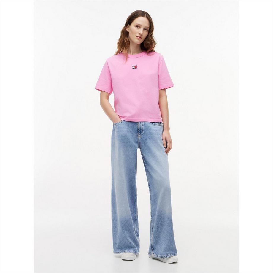 TOMMY JEANS T-Shirt Court avec Logo Brodé  