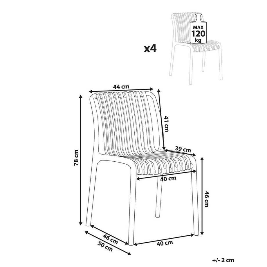 Beliani Gartenstuhl 4er Set aus Polypropylen  ARICCIA  