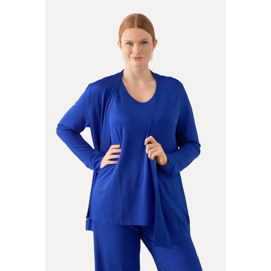 Ulla Popken Slinkyjacke offene Form Schalkragen Langarm  