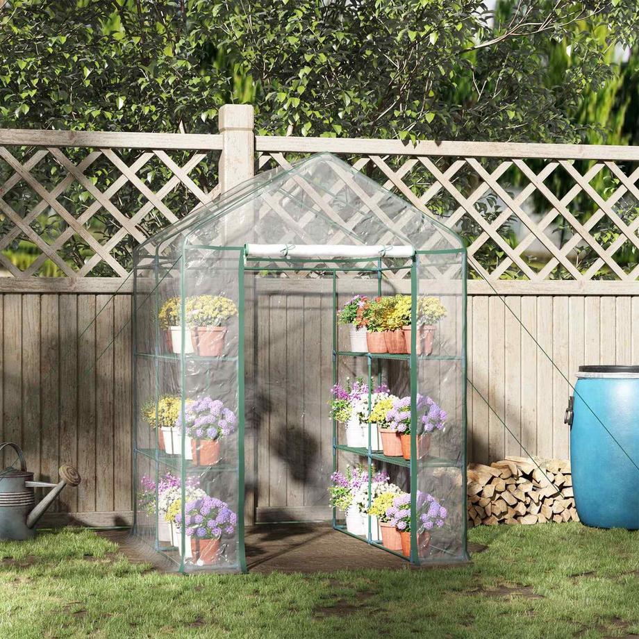 Northio Serre En Aluminium Abri De Jardin Serre À Tomates Avec 6 Étagères, Acier Transparent Pvc, Pour Jardin  