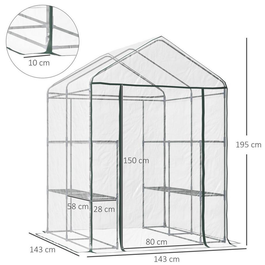 Northio Serre En Aluminium Abri De Jardin Serre À Tomates Avec 6 Étagères, Acier Transparent Pvc, Pour Jardin  