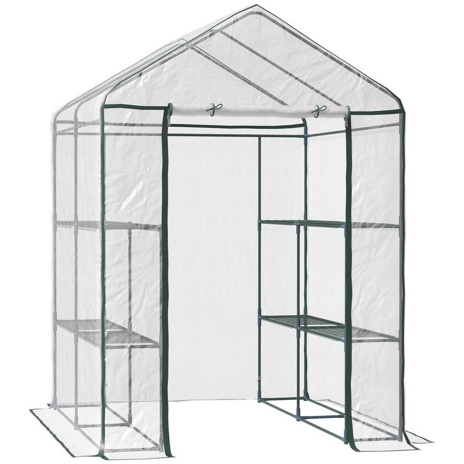 Serre En Aluminium Abri De Jardin Serre À Tomates Avec 6 Étagères, Acier Transparent Pvc, Pour Jardin