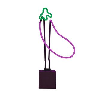 Locomocean Lampe de table en verre néon avec socle en béton - Aubergine  