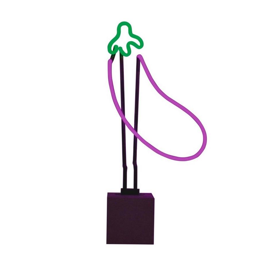 Locomocean Glas Neon Tischlampe mit Betonsockel - Aubergine  