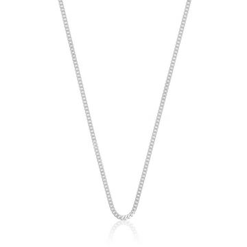 Collier gourmette or blanc 750, 1.6mm, 45cm