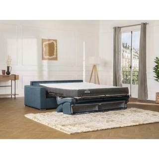 LINEA SOFA Divano letto 3 posti ribalta doghe larghe memory foam - Posto letto:140cmx14 cm Tessuto Blu - VIZIR  