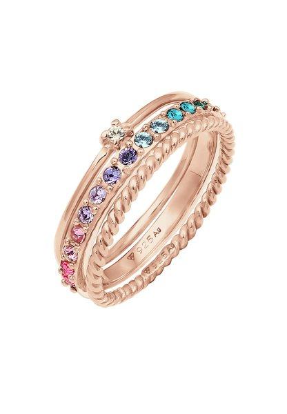 Elli  Bague Set De 3 Cristaux Arc-En-Ciel 