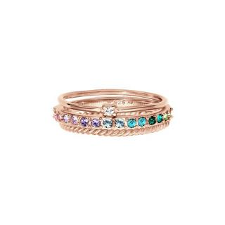 Elli  Bague Set De 3 Cristaux Arc-En-Ciel 