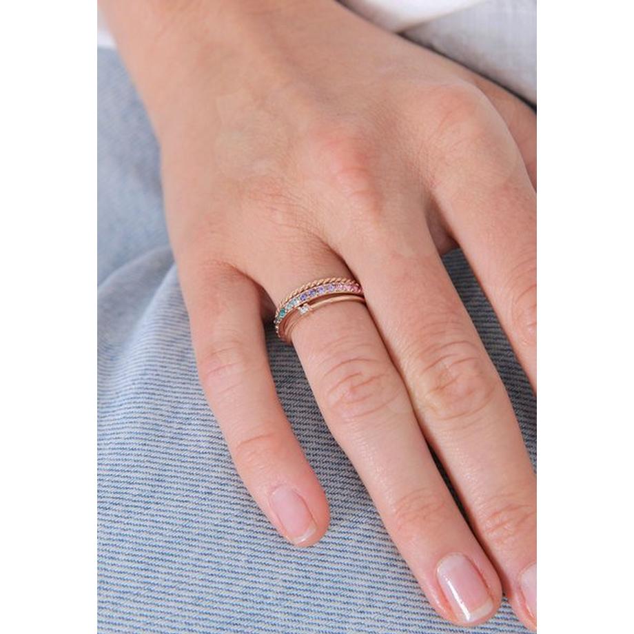 Elli  Bague Set De 3 Cristaux Arc-En-Ciel 