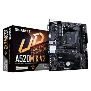 Gigabyte  A520M K V2 Mainboard - Unterstützt AMD Ryzen 5000 Serie AM4 CPUs, bis zu 5100MHz DDR4 (OC), PCIe Gen3 x4 M.2, GbE LAN, USB 3.2 Gen 1 