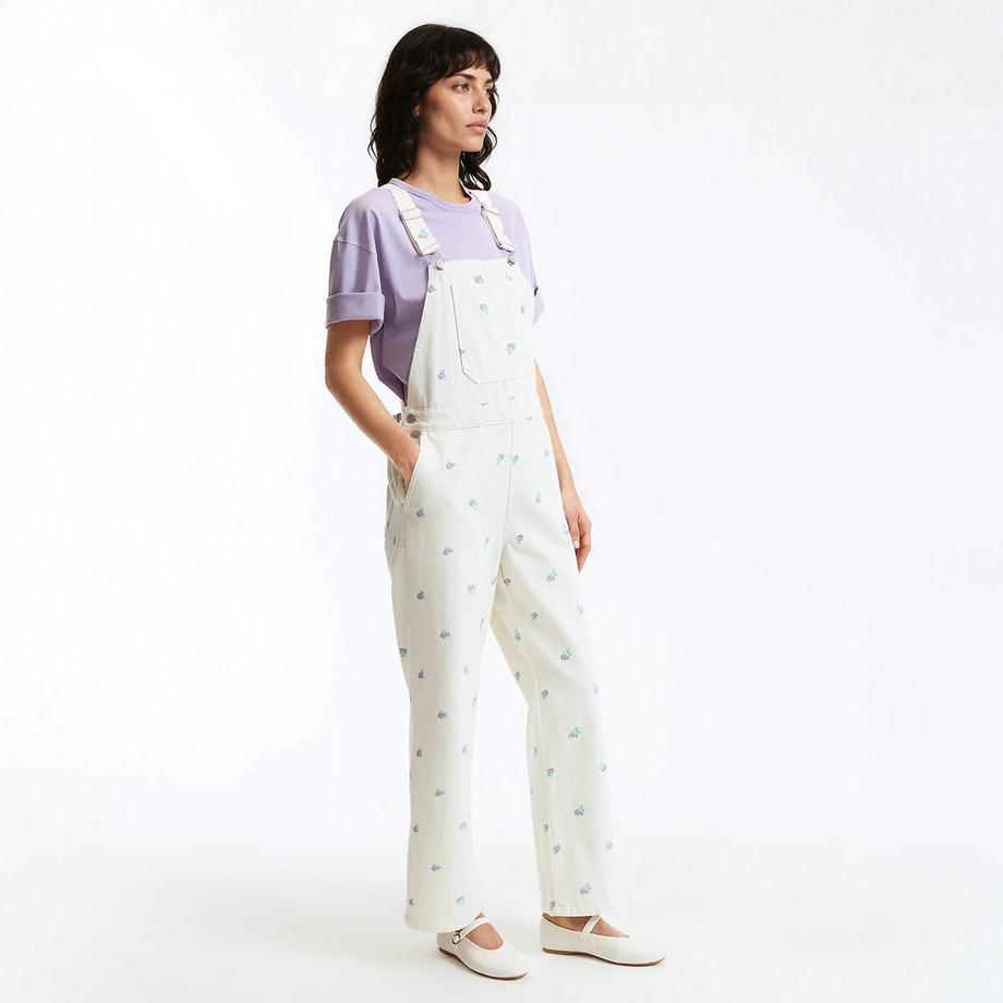 La Redoute Collections Latzhose mit Blumenstickerei  