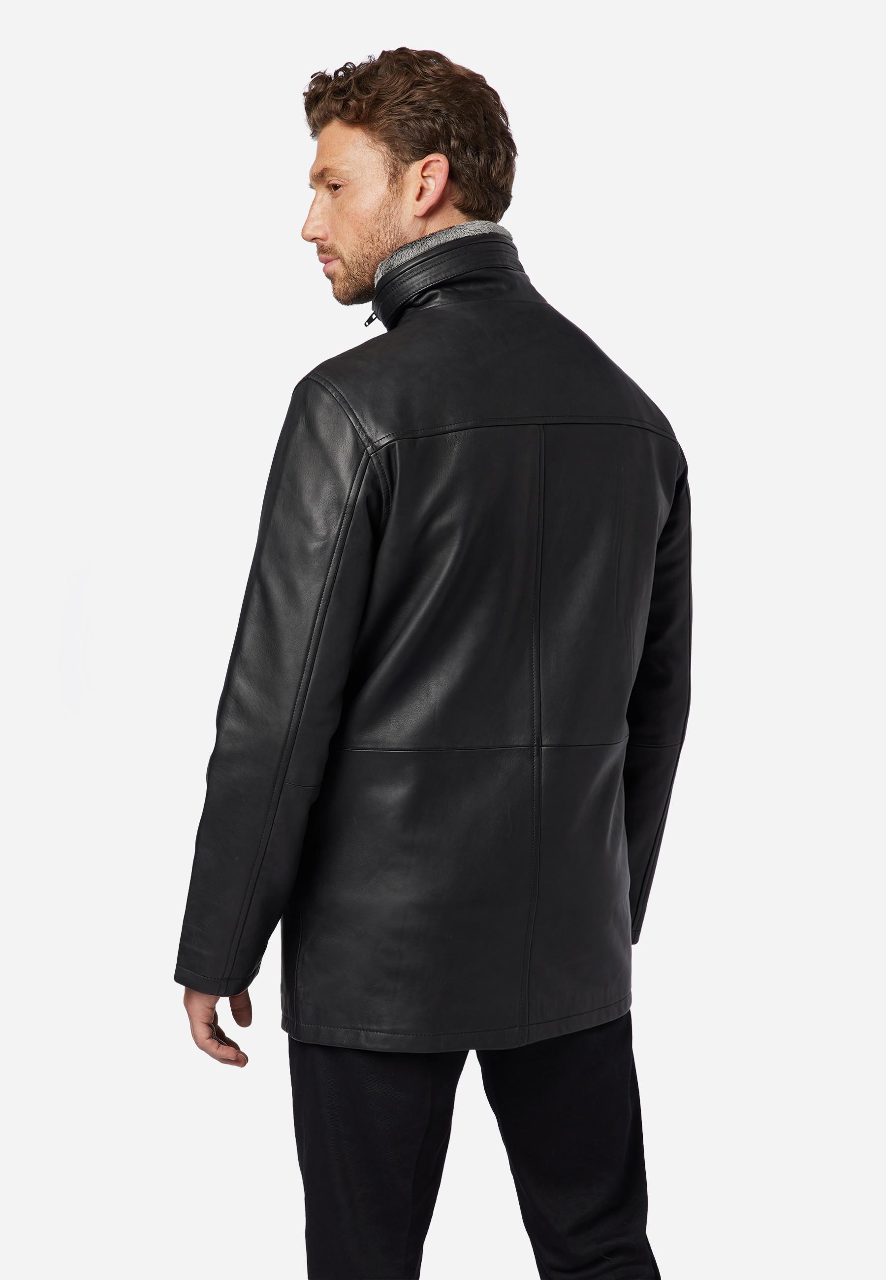 RICANO  Manteau en cuir pour homme Jemenez, manteau court avec doublure en fourrure amovible 