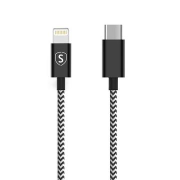 Câble Skin USB-C vers Lightning 2,4A, 0,25 m - Noir/Blanc