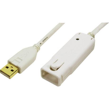 LogiLink  Cavo USB USB 2.0 Spina USB-A, Presa USB-A 12.00 m Bianco contatti connettore dorati, Certific 