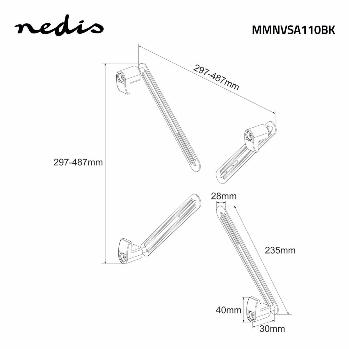 Nedis Kit di montaggio adattatore | 13" | 27" | Maxvikt: 8 kg  