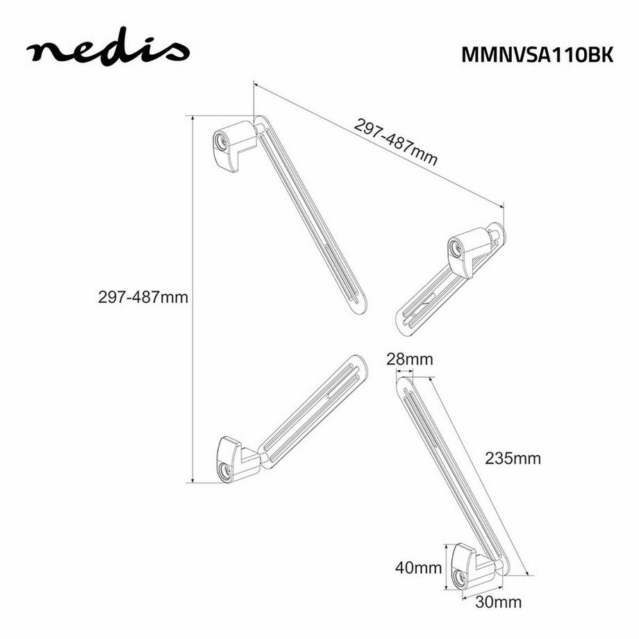 Nedis Adapter-Montagesatz | 13" | 27" | Maxvikt: 8 kg  