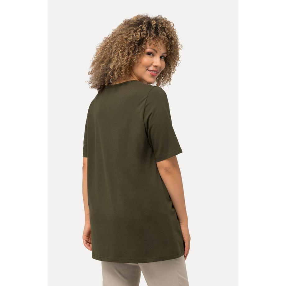 Ulla Popken T-shirt A-ligne Col Carré Manches Courtes  