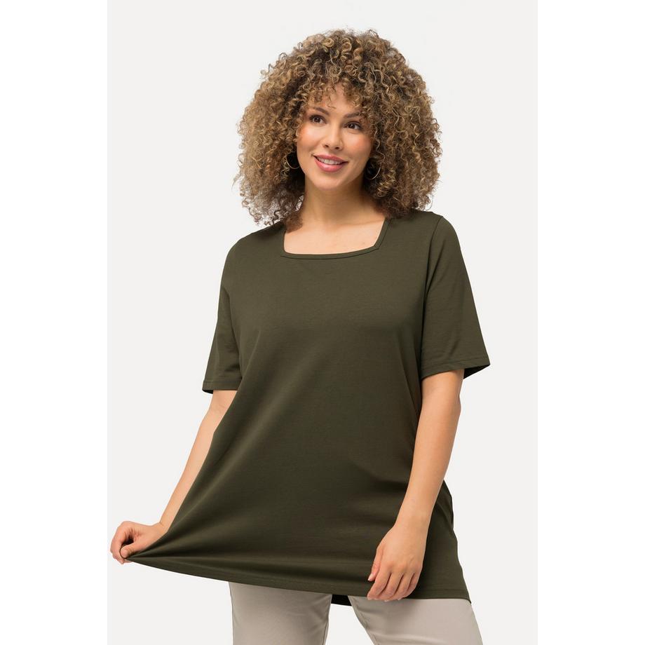 Ulla Popken T-shirt A-ligne Col Carré Manches Courtes  