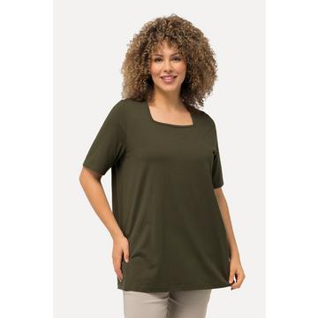 T-shirt à manches courtes et col carré, coupe évasée