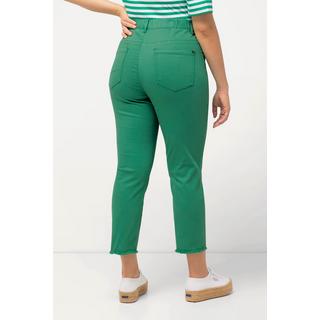 Ulla Popken  Pantalon 7/8 Sienna. Jambe étroite et ourlet frangé 