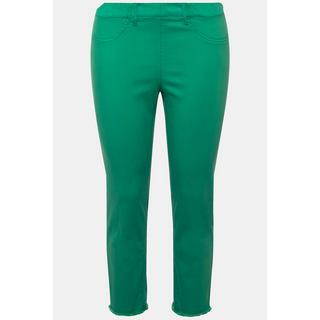 Ulla Popken  Pantalon 7/8 Sienna. Jambe étroite et ourlet frangé 