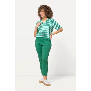 Ulla Popken  Pantalon 7/8 Sienna. Jambe étroite et ourlet frangé 