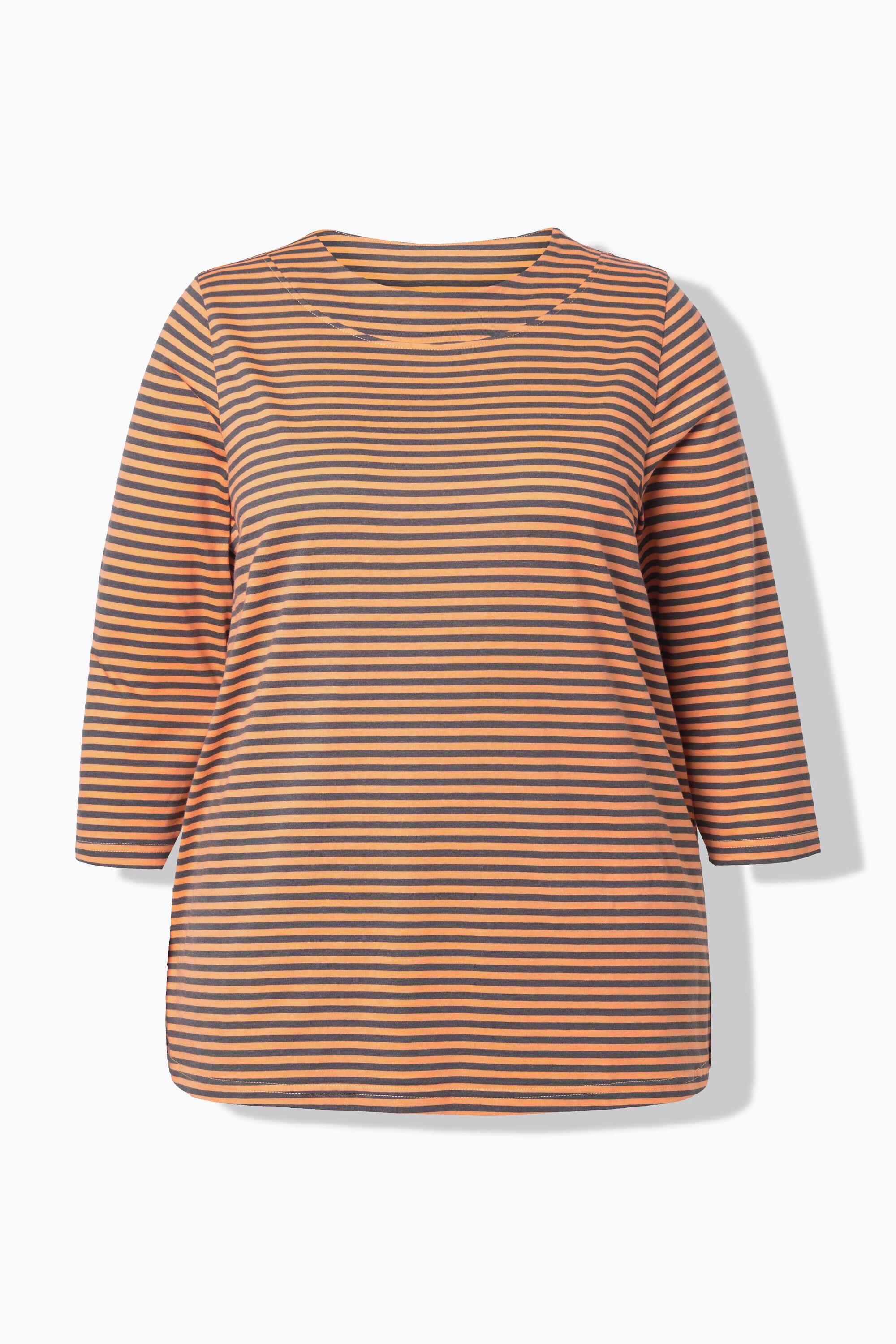 Ulla Popken Maglia Righe Collo Alto Maniche 3/4 Taglio Svasato  