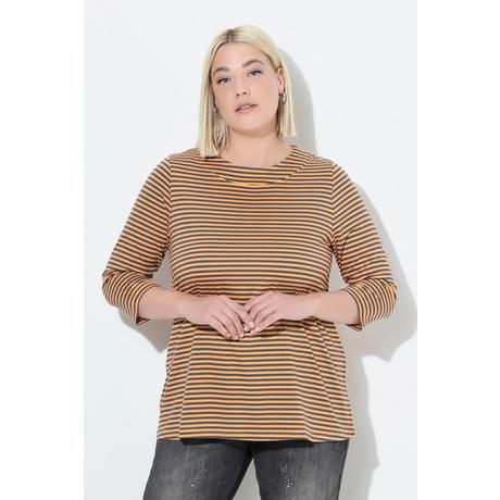 Ulla Popken Maglia Righe Collo Alto Maniche 3/4 Taglio Svasato  