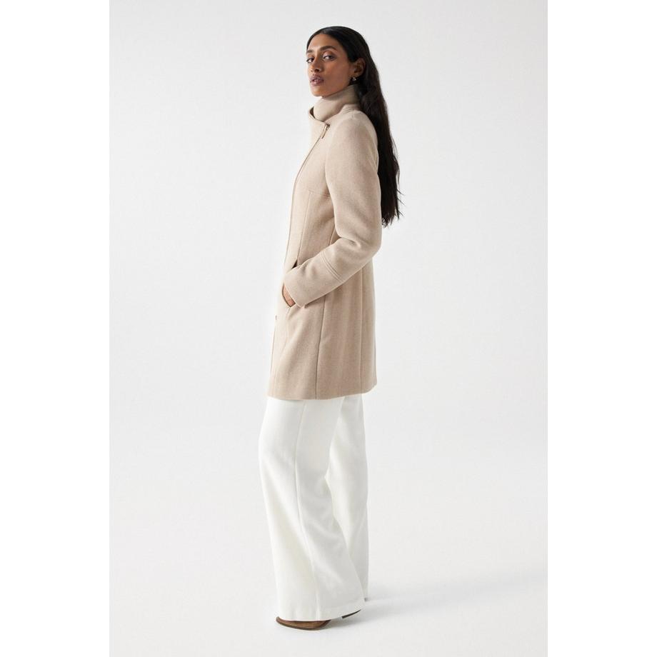 Salsa Manteau en laine avec col en fourrure  