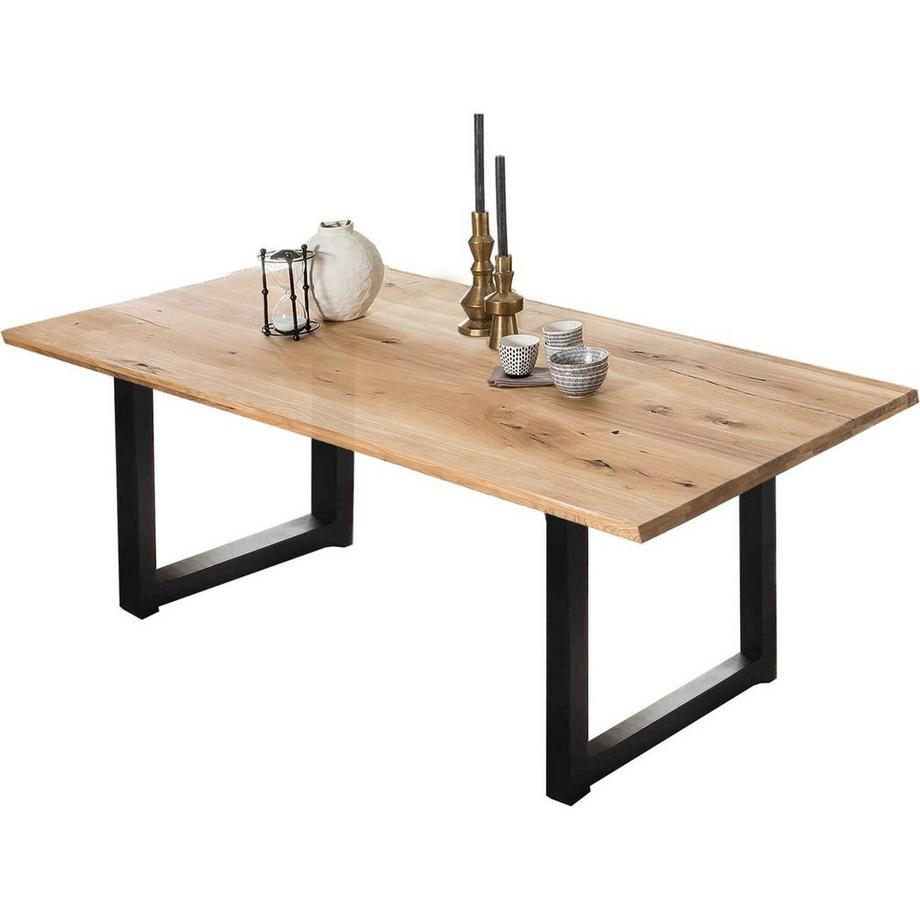 mutoni Massivholztisch 220x100 - Wildeiche geölt natur - Metall antik  