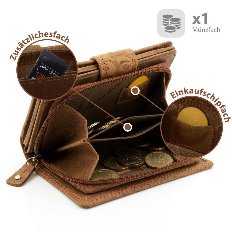 Only-bags.store Portefeuille en cuir avec protection RFID  