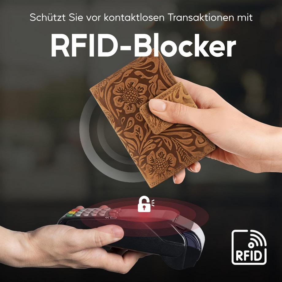 Only-bags.store Portefeuille en cuir avec protection RFID  