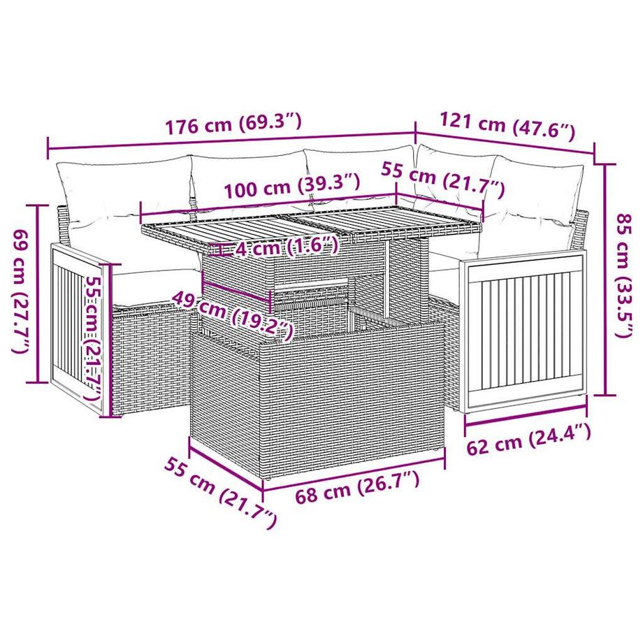 VidaXL set di divani da giardino Polirattan  
